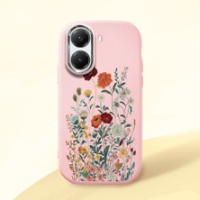HONTINGA Poco X7 Pro ile Uyumlu Kılıfı Kamera Korumalı Düşüme Önleyici Basitlik Pembe Yumuşak Silikon Telefon Kılıfı Çiçek Desenli K4-0242