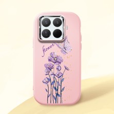 HONTINGA Xiaomi Mi 15T Pro ile Uyumlu Kılıfı Kamera Korumalı Düşüme Önleyici Basitlik Pembe Yumuşak Silikon Telefon Kılıfı Mor Kelebek Desenli K4-0244