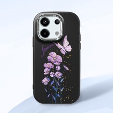 HONTINGA Redmi Note 13 Pro 5g ile Uyumlu Kılıfı Kamera Korumalı Düşüme Önleyici Basitlik Siyah Yumuşak Silikon Telefon Kılıfı Mor Kelebek Desenli K4-0244