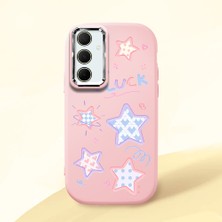 HONTINGA Samsung Galaxy A35 ile Uyumlu Kılıfı Kamera Korumalı Düşüme Önleyici Basitlik Pembe Yumuşak Silikon Telefon Kılıfı Renkli Yıldızlar Desenli K4-0248