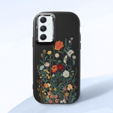 HONTINGA Samsung Galaxy A54 ile Uyumlu Kılıfı Kamera Korumalı Düşüme Önleyici Basitlik Siyah Yumuşak Silikon Telefon Kılıfı Çiçek Desenli K4-0242
