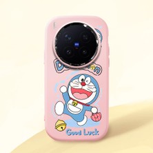HONTINGA Vivo X300 Pro ile Uyumlu Kılıfı Kamera Korumalı Düşüme Önleyici Basitlik Pembe Yumuşak Silikon Telefon Kılıfı Doraemon Desenli K4-0251
