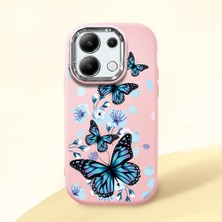 HONTINGA Redmi Note 13 4g ile Uyumlu Kılıfı Kamera Korumalı Düşüme Önleyici Basitlik Pembe Yumuşak Silikon Telefon Kılıfı Mavi Kelebek Desenli K4-0230