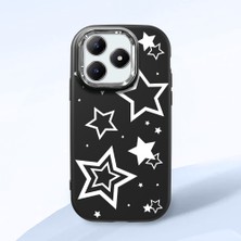 HONTINGA Realme C63 ile Uyumlu Kılıfı Kamera Korumalı Düşüme Önleyici Basitlik Siyah Yumuşak Silikon Telefon Kılıfı Siyah Yıldız Desenli K4-0245