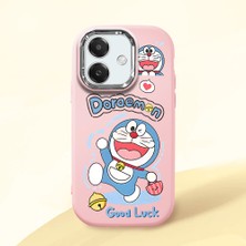 HONTINGA Oppo A3X 4g ile Uyumlu Kılıfı Kamera Korumalı Düşüme Önleyici Basitlik Pembe Yumuşak Silikon Telefon Kılıfı Doraemon Desenli K4-0251