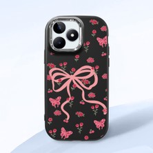 HONTINGA Realme C53 ile Uyumlu Kılıfı Kamera Korumalı Düşüme Önleyici Basitlik Siyah Yumuşak Silikon Telefon Kılıfı Fiyonk Desenli K4-0253
