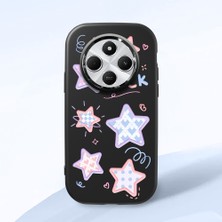 HONTINGA Redmi 14C ile Uyumlu Kılıfı Kamera Korumalı Düşüme Önleyici Basitlik Siyah Yumuşak Silikon Telefon Kılıfı Renkli Yıldızlar Desenli K4-0248