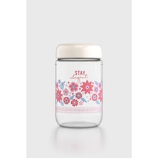 Renga Flora Desenli 660 ml Cam Kavanoz 132079 Bej