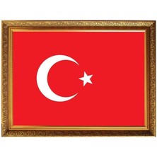 Panda Yaldızlı Çerçeveli Türk Bayrağı - 35X50CM