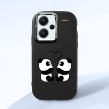 HONTINGA Redmi Note 13 Pro Plus 5g ile Uyumlu Kılıfı Kamera Korumalı Düşüme Önleyici Basitlik Siyah Yumuşak Silikon Telefon Kılıfı Panda Desenli K4-0239