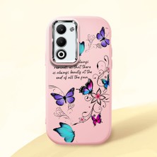 HONTINGA Oppo A5 ile Uyumlu Kılıfı Kamera Korumalı Düşüme Önleyici Basitlik Pembe Yumuşak Silikon Telefon Kılıfı Kelebek Desenli K4-0243