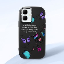 HONTINGA Infinix Smart 10 ile Uyumlu Kılıfı Kamera Korumalı Düşüme Önleyici Basitlik Siyah Yumuşak Silikon Telefon Kılıfı Kelebek Desenli K4-0243