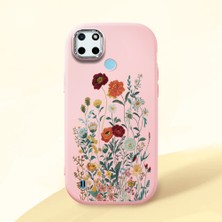 HONTINGA Realme C21Y ile Uyumlu Kılıfı Kamera Korumalı Düşüme Önleyici Basitlik Pembe Yumuşak Silikon Telefon Kılıfı Çiçek Desenli K4-0242