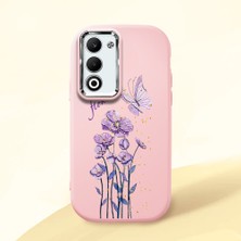 HONTINGA Oppo A5 ile Uyumlu Kılıfı Kamera Korumalı Düşüme Önleyici Basitlik Pembe Yumuşak Silikon Telefon Kılıfı Mor Kelebek Desenli K4-0244