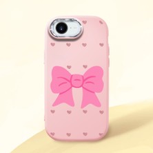 HONTINGA iPhone 16E ile Uyumlu Kılıfı Kamera Korumalı Düşüme Önleyici Basitlik Pembe Yumuşak Silikon Telefon Kılıfı Fiyonk Desenli K4-0259