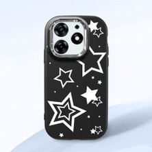 HONTINGA Tecno Spark 10 Pro ile Uyumlu Kılıfı Kamera Korumalı Düşüme Önleyici Basitlik Siyah Yumuşak Silikon Telefon Kılıfı Siyah Yıldız Desenli K4-0245