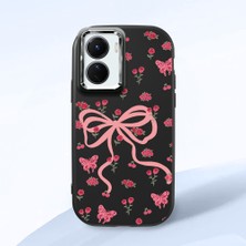 HONTINGA Vivo Y02S ile Uyumlu Kılıfı Kamera Korumalı Düşüme Önleyici Basitlik Siyah Yumuşak Silikon Telefon Kılıfı Fiyonk Desenli K4-0253