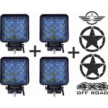 Sm Motors Off Road Sis Farı Sis Lambası 16 Led Kare 4'lü Paket Mavi