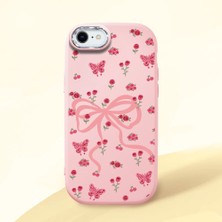 HONTINGA iPhone 7 ile Uyumlu Kılıfı Kamera Korumalı Düşüme Önleyici Basitlik Pembe Yumuşak Silikon Telefon Kılıfı Fiyonk Desenli K4-0253