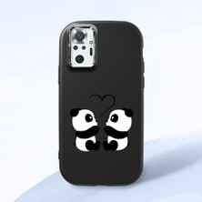 HONTINGA Xiaomi Redmi Note 10 Pro ile Uyumlu Kılıfı Kamera Korumalı Düşüme Önleyici Basitlik Siyah Yumuşak Silikon Telefon Kılıfı Panda Desenli K4-0239