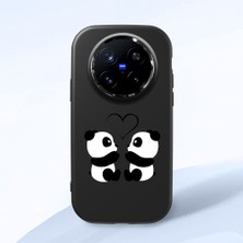 HONTINGA Vivo X200 Pro ile Uyumlu Kılıfı Kamera Korumalı Düşüme Önleyici Basitlik Siyah Yumuşak Silikon Telefon Kılıfı Panda Desenli K4-0239