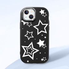 HONTINGA iPhone 13 ile Uyumlu Kılıfı Kamera Korumalı Düşüme Önleyici Basitlik Siyah Yumuşak Silikon Telefon Kılıfı Siyah Yıldız Desenli K4-0245