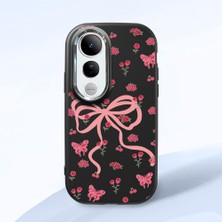 HONTINGA Vivo V50 Lite ile Uyumlu Kılıfı Kamera Korumalı Düşüme Önleyici Basitlik Siyah Yumuşak Silikon Telefon Kılıfı Fiyonk Desenli K4-0253