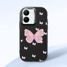 HONTINGA Vivo Y27 ile Uyumlu Kılıfı Kamera Korumalı Düşüme Önleyici Basitlik Siyah Yumuşak Silikon Telefon Kılıfı Kelebek Desenli K4-0260
