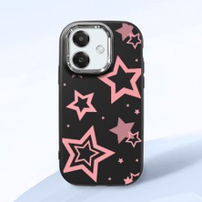 HONTINGA Oppo A3X 4g ile Uyumlu Kılıfı Kamera Korumalı Düşüme Önleyici Basitlik Siyah Yumuşak Silikon Telefon Kılıfı Renkli Yıldızlar Desenli K4-0232