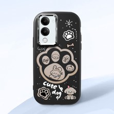 HONTINGA Vivo Y04 ile Uyumlu Kılıfı Kamera Korumalı Düşüme Önleyici Basitlik Siyah Yumuşak Silikon Telefon Kılıfı Köpek Desenli K4-0233