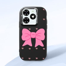 HONTINGA Tecno Spark 20C ile Uyumlu Kılıfı Kamera Korumalı Düşüme Önleyici Basitlik Siyah Yumuşak Silikon Telefon Kılıfı Fiyonk Desenli K4-0259