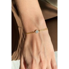 Spossy Silver Jewelry Zarif Baget Taşlı Zincir Bileklik