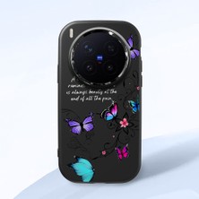 HONTINGA Vivo X300 Pro ile Uyumlu Kılıfı Kamera Korumalı Düşüme Önleyici Basitlik Siyah Yumuşak Silikon Telefon Kılıfı Kelebek Desenli K4-0243