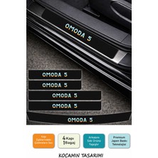 Kocamın Tasarımı Karbon Desenli Chery Omoda 5 Kapı Eşiği Koruma Seti – 4 Kapı 1 Bagaj 5 Parça Renkli Baskı