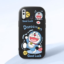 HONTINGA Samsung Galaxy A30 ile Uyumlu Kılıfı Kamera Korumalı Düşüme Önleyici Basitlik Siyah Yumuşak Silikon Telefon Kılıfı Doraemon Desenli K4-0251