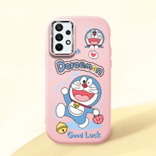 HONTINGA Samsung Galaxy A32 ile Uyumlu Kılıfı Kamera Korumalı Düşüme Önleyici Basitlik Pembe Yumuşak Silikon Telefon Kılıfı Doraemon Desenli K4-0251