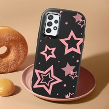 HONTINGA Samsung Galaxy A72 ile Uyumlu Kılıfı Kamera Korumalı Düşüme Önleyici Basitlik Siyah Yumuşak Silikon Telefon Kılıfı Renkli Yıldızlar Desenli K4-0232