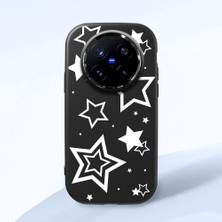 HONTINGA Vivo X200 Pro ile Uyumlu Kılıfı Kamera Korumalı Düşüme Önleyici Basitlik Siyah Yumuşak Silikon Telefon Kılıfı Siyah Yıldız Desenli K4-0245