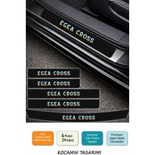 Kocamın Tasarımı Fiat Egea Cross Karbon Kapı Eşiği Koruyucu Seti – 5 Parça Renkli Baskılı Karbon Folyo Araç Koruma