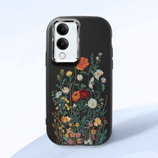 HONTINGA Vivo Y04 ile Uyumlu Kılıfı Kamera Korumalı Düşüme Önleyici Basitlik Siyah Yumuşak Silikon Telefon Kılıfı Çiçek Desenli K4-0242