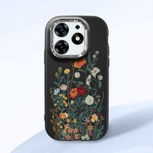 HONTINGA Tecno Spark 10 Pro ile Uyumlu Kılıfı Kamera Korumalı Düşüme Önleyici Basitlik Siyah Yumuşak Silikon Telefon Kılıfı Çiçek Desenli K4-0242