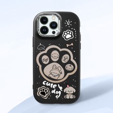 HONTINGA iPhone 13 Pro ile Uyumlu Kılıfı Kamera Korumalı Düşüme Önleyici Basitlik Siyah Yumuşak Silikon Telefon Kılıfı Köpek Desenli K4-0233