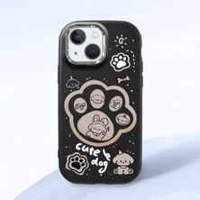 HONTINGA iPhone 13 Mini ile Uyumlu Kılıfı Kamera Korumalı Düşüme Önleyici Basitlik Siyah Yumuşak Silikon Telefon Kılıfı Köpek Desenli K4-0233