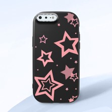 HONTINGA iPhone 8 Plus ile Uyumlu Kılıfı Kamera Korumalı Düşüme Önleyici Basitlik Siyah Yumuşak Silikon Telefon Kılıfı Renkli Yıldızlar Desenli K4-0232