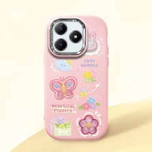 HONTINGA Realme C63 ile Uyumlu Kılıfı Kamera Korumalı Düşüme Önleyici Basitlik Pembe Yumuşak Silikon Telefon Kılıfı Hayvan Desenli K4-0249