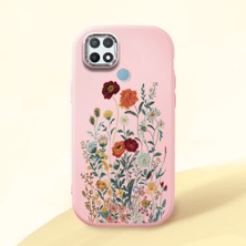 HONTINGA Oppo A15 ile Uyumlu Kılıfı Kamera Korumalı Düşüme Önleyici Basitlik Pembe Yumuşak Silikon Telefon Kılıfı Çiçek Desenli K4-0242