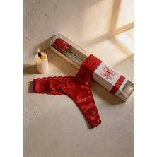 Gece İncisi Özel Kutulu Kırmızı Dantel Detaylı Tanga