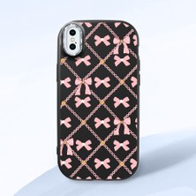 HONTINGA iPhone Xs Max ile Uyumlu Kılıfı Kamera Korumalı Düşüme Önleyici Basitlik Siyah Yumuşak Silikon Telefon Kılıfı Küçük Fiyonk Desenli K4-0252