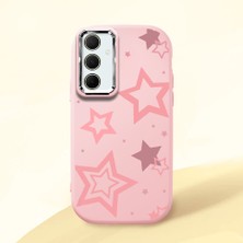 HONTINGA Samsung Galaxy A35 ile Uyumlu Kılıfı Kamera Korumalı Düşüme Önleyici Basitlik Pembe Yumuşak Silikon Telefon Kılıfı Renkli Yıldızlar Desenli K4-0232