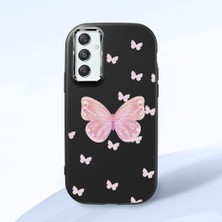 HONTINGA Samsung Galaxy M34 ile Uyumlu Kılıfı Kamera Korumalı Düşüme Önleyici Basitlik Siyah Yumuşak Silikon Telefon Kılıfı Kelebek Desenli K4-0260